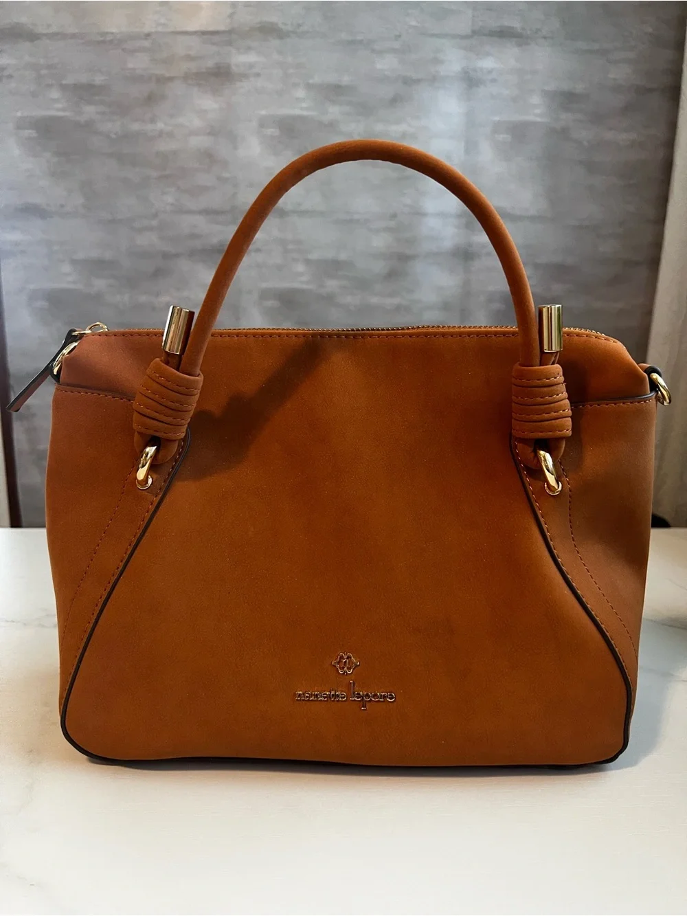 NWOT Nanette Lepore Clarisse Nubuck Satchel with Knot *long strap not included*